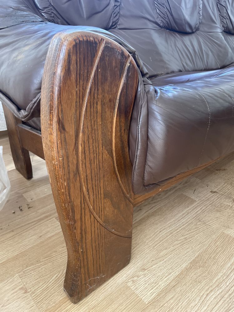 Skórzany wypoczynek sofa + 2 fotele