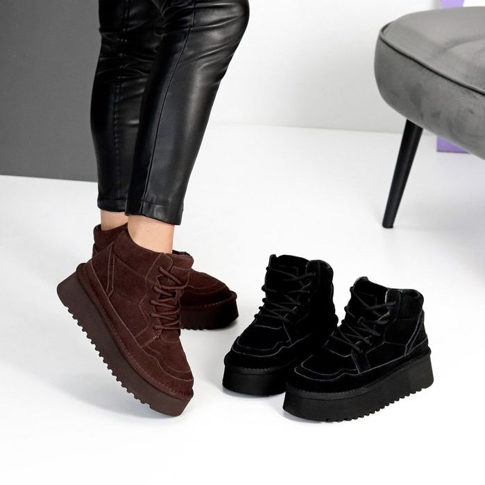 Жіночі шкіряні зимові черевики уггі в кольорах