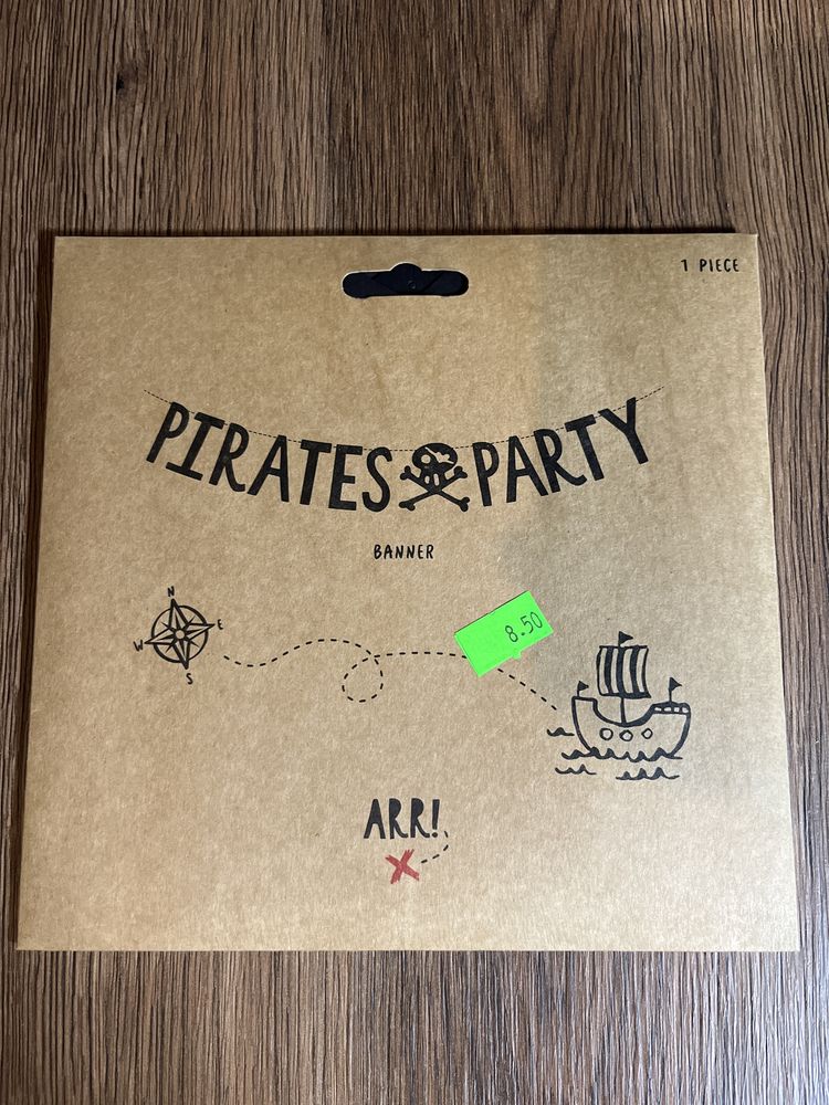 Baner na imprezę - ,,Pirates Party'' - Czarny - 14 x 100 cm