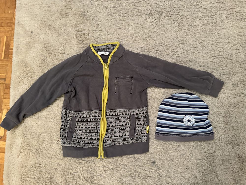 Bluza ciepła coccodrillo dla chłopca i czapka converse komplet roz.128