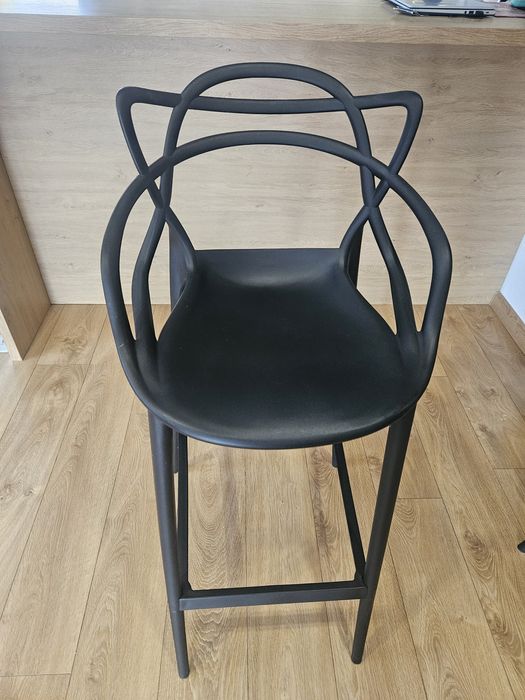 4szt krzesło wysokie hoker, zestaw komplet czarne loft