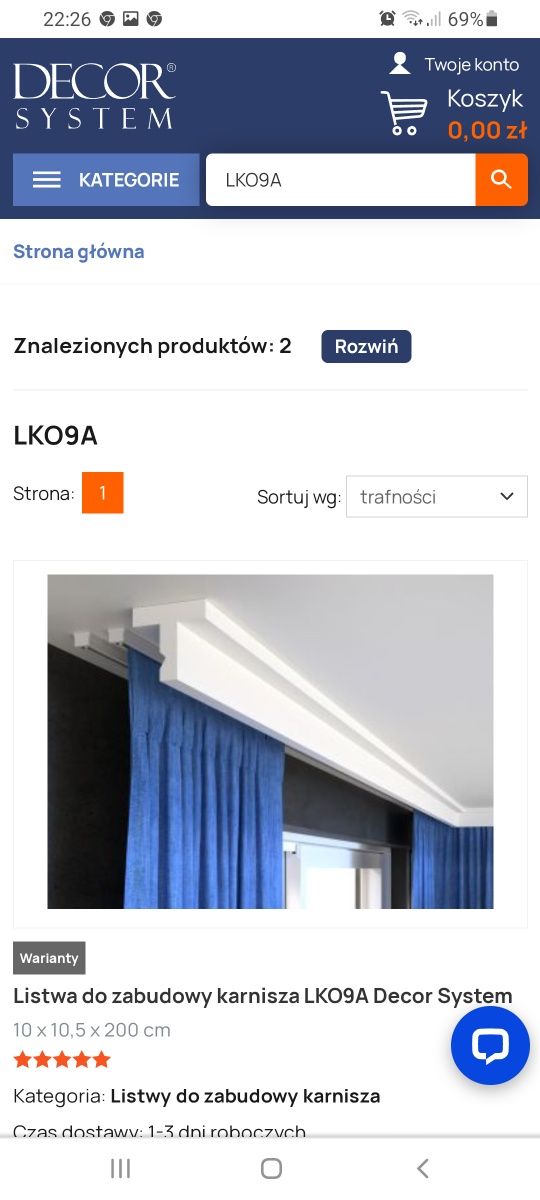 Listwa maskująca karnisz