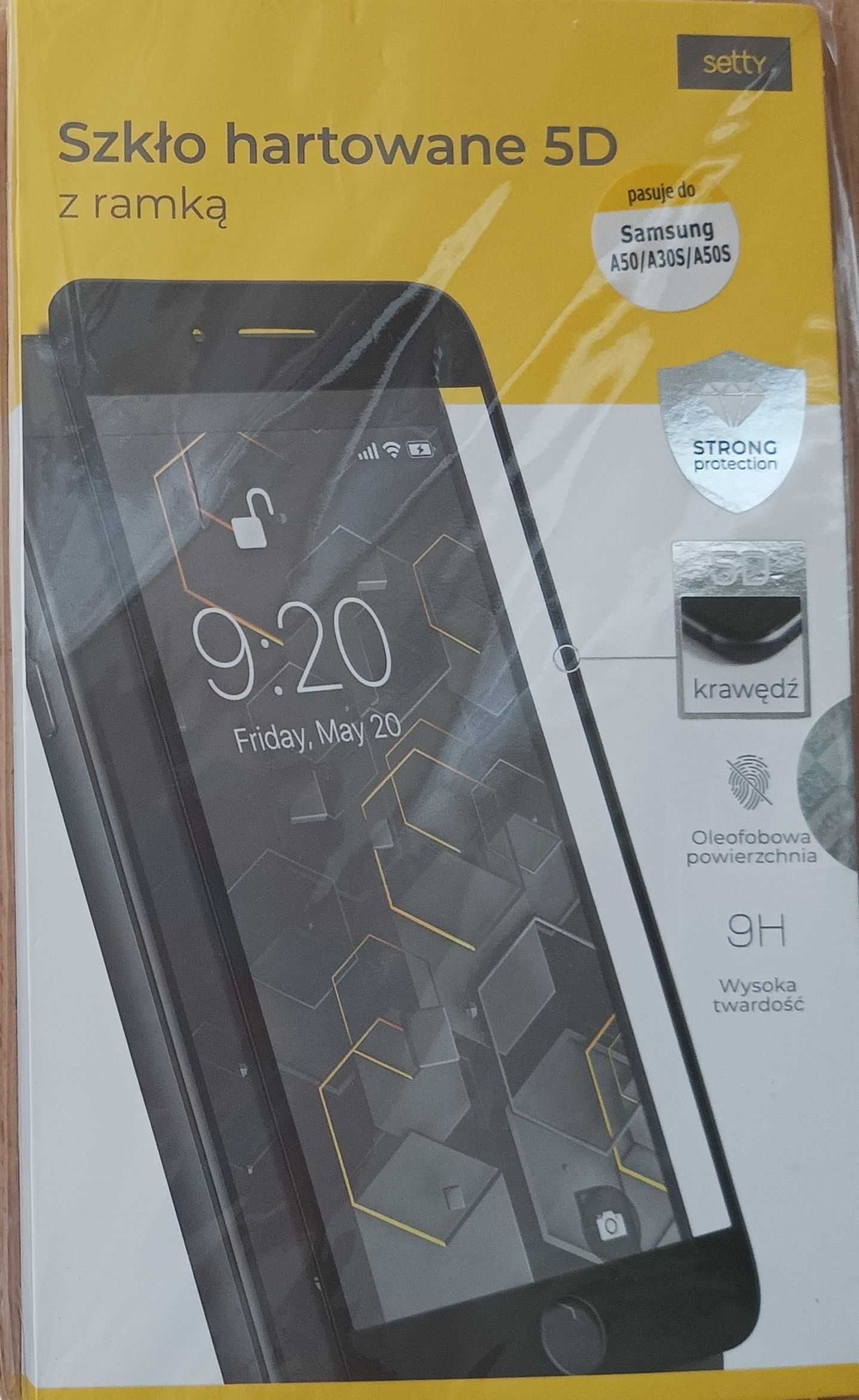 Szkło hartowane 5D do telefonu Samsung z ramką i ze ściereczkami.