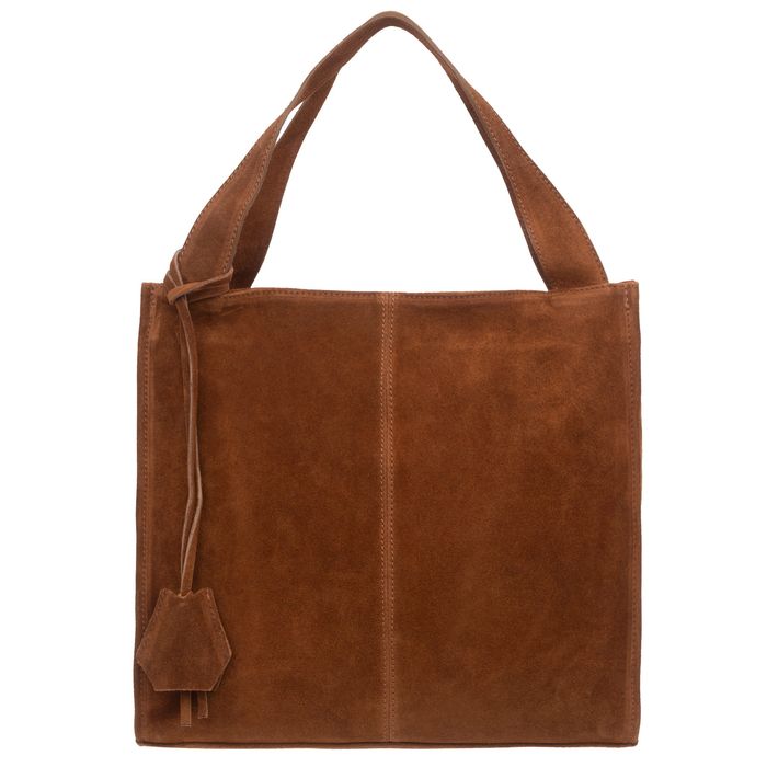 VERA PELLE torebka zamszowa shopper klasyczna na ramię V624 brązowa