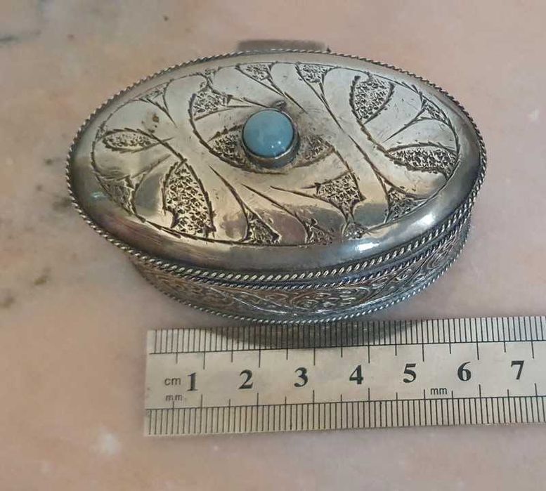 Caixa estanho com agata azul