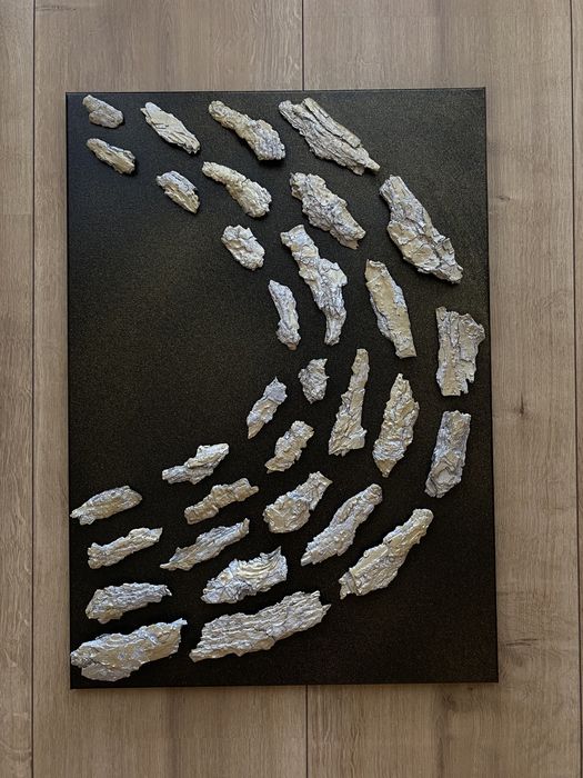 nowoczesny obraz z elementami kory z drzewa