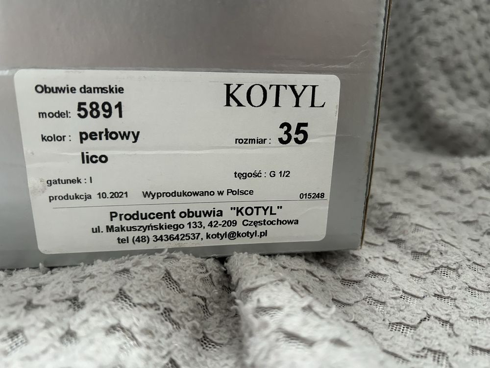 Buty ślubne Kotyl 35 perłowe skóra naturalna licowa