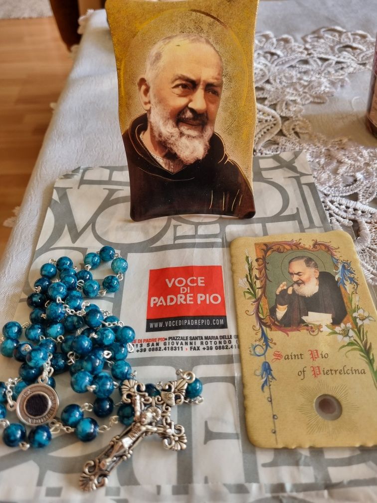 Obrazek Ojca Pio+relikwia+różaniec