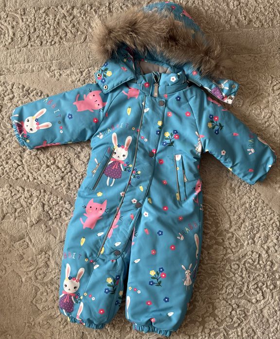 Дитячий зимовий суцільний термо комбінезон для дівчинки/хлопчика 68-92