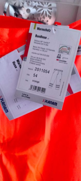 Nowe spodnie robocze ochronne ostrzegawcze pomarańczowe Planam