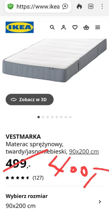Materac Ikea Vestmarka 90x200