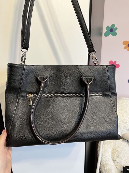 torba duża na ramie czarna skórzana a4 betty barclay z paskiem