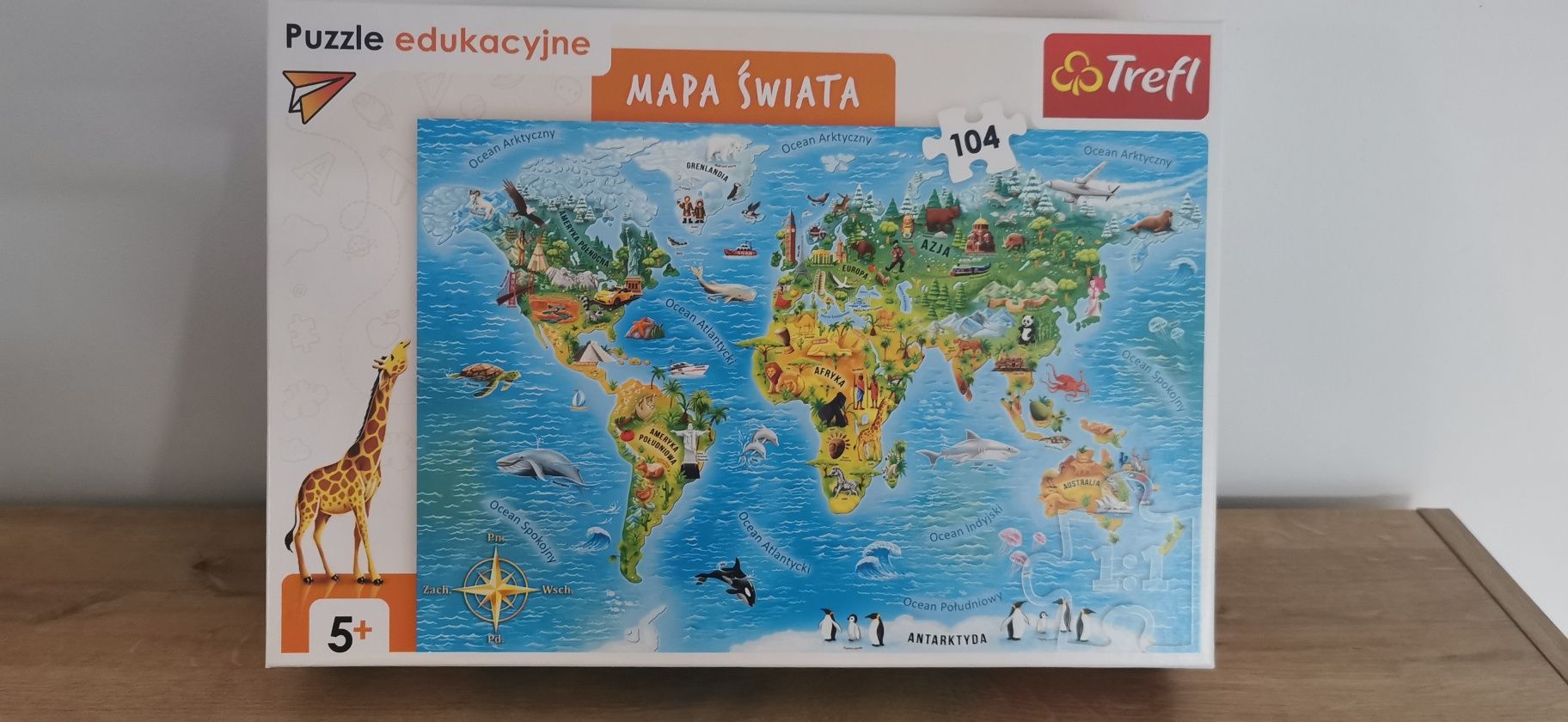 Puzzle edukacyjne mapa świata 5+