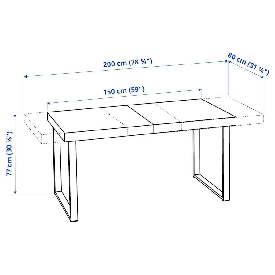 Ikea TARSELE
Stół rozkładany, czarny fornir/czarny, 150/200x80 cm