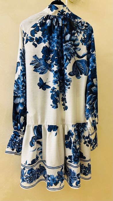 Сукня літня H&M біла синя в стилі Zimmermann шовкова платье летнее XS