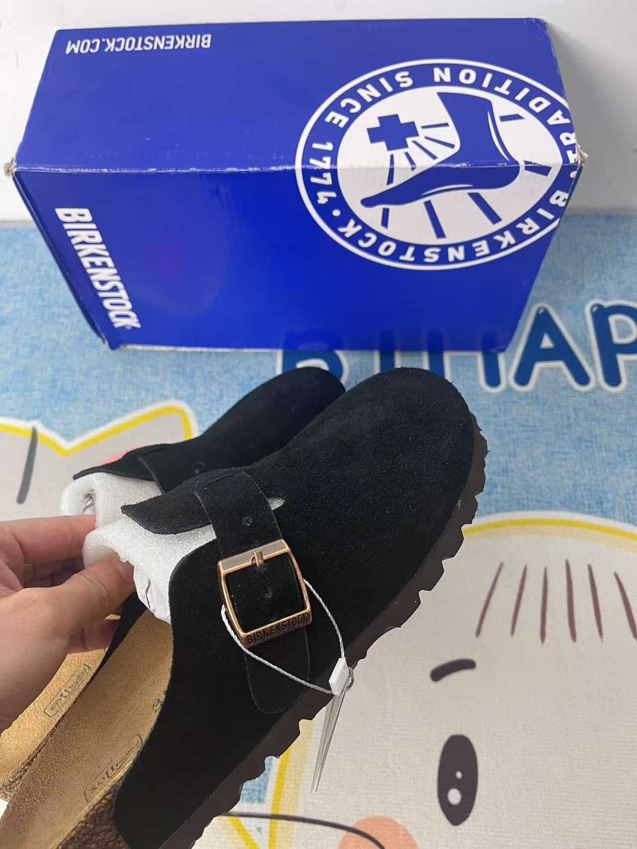 Birkenstock Black leather  slippers, size 40