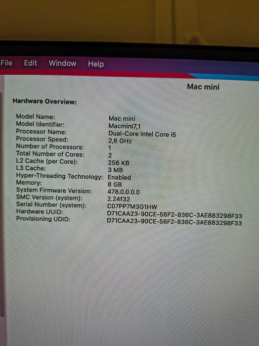 Apple Mac mini late 2014 A1347 — Core i5 2.6 ГГц, 8 ГБ, 500Гб мак мини