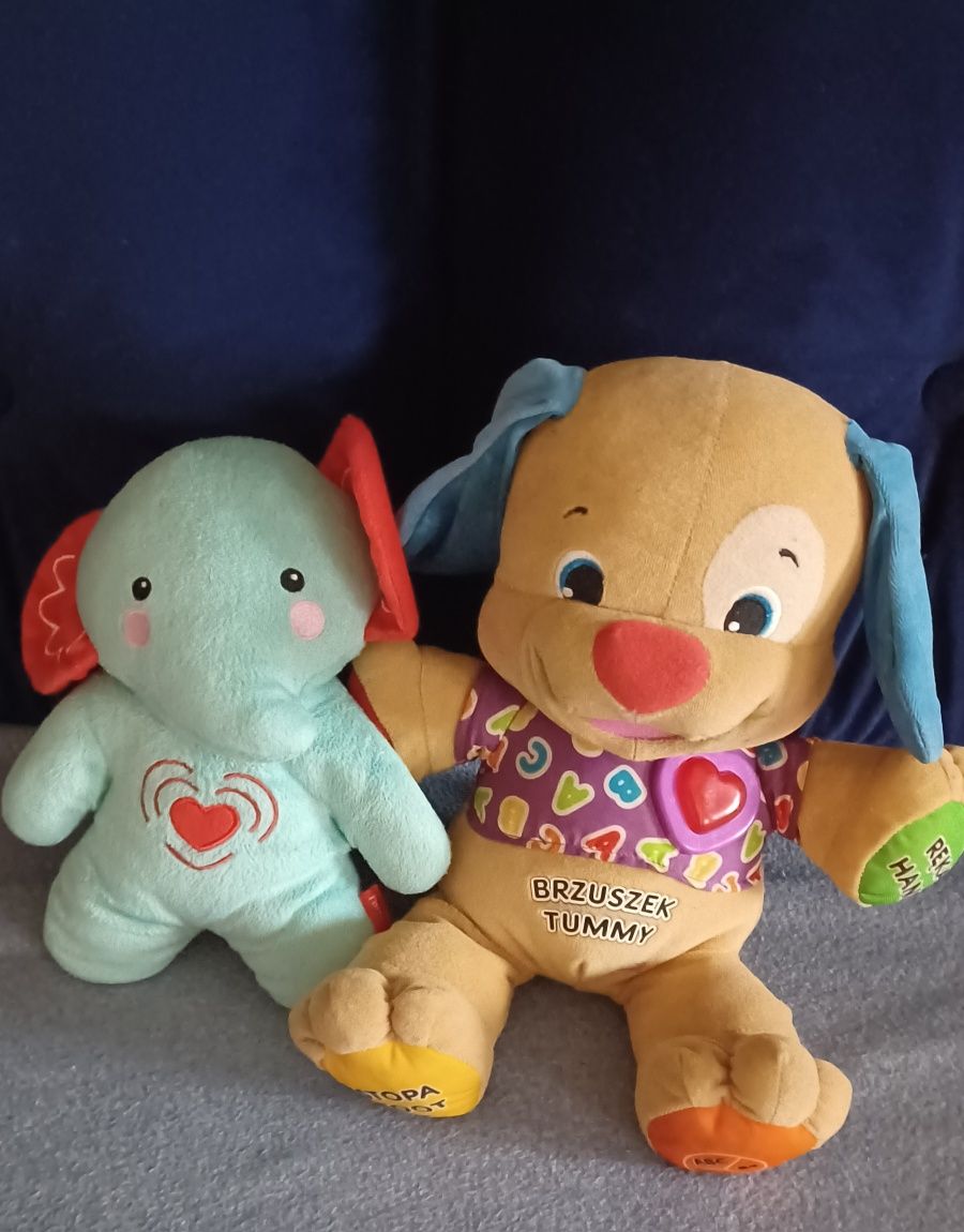 Szczeniaczek uczniaczek i słonik fisher price+siostrzyczka po niemieck