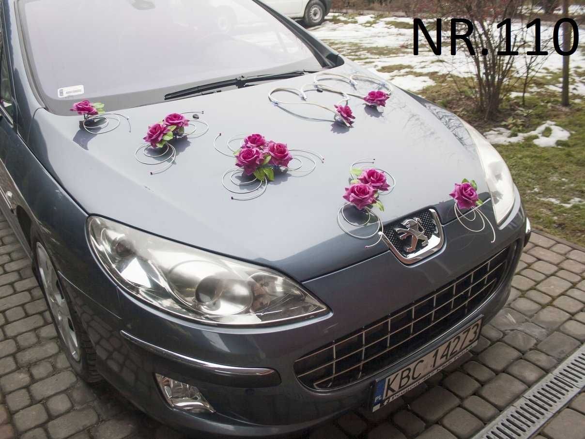 Serca z różami.Dekoracja samochodu na samochód do ślubu.Stroiki  110