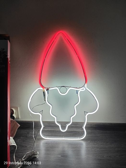 Neonowy św Mikołaj / ozdoba świąteczna