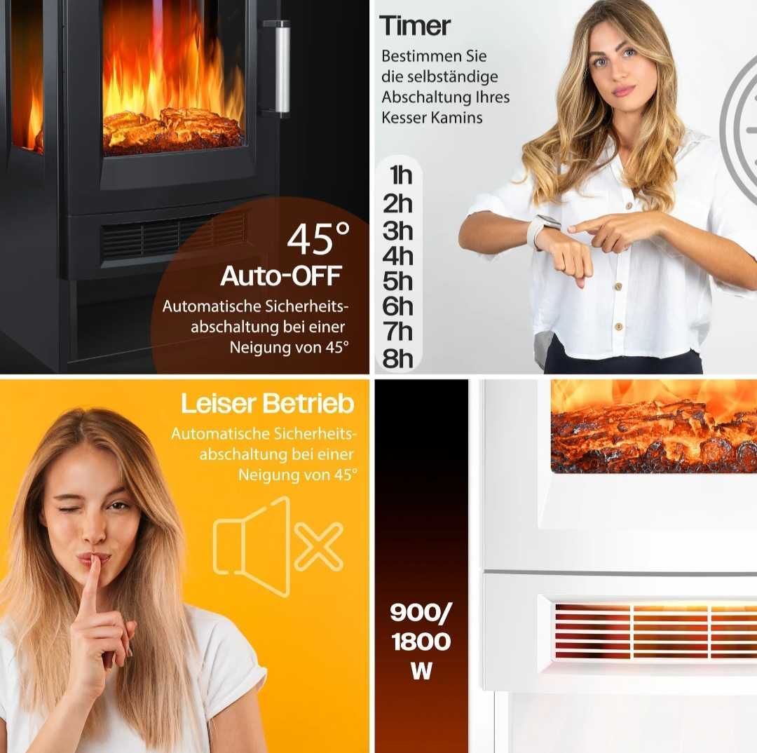 Kominek elektryczny stojący z funkcją smart WiFi KESSER 900/2000 W