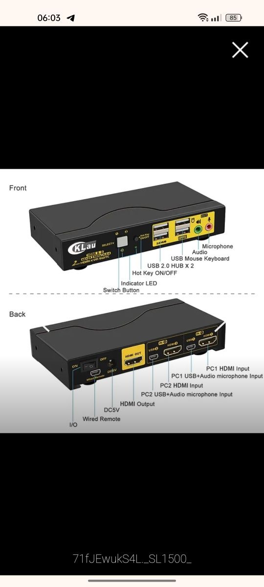 KVM switch HDMI переключатель CKLau-62H2ua