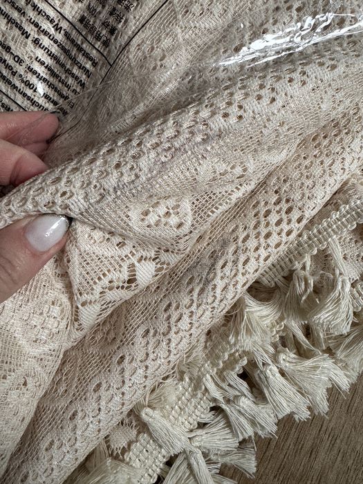 Nowe koronkowe boho firanki zasłony z frędzlami 150x240 zestaw 2 szt