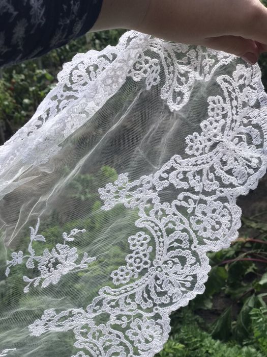 Фата свадебная 3 м длинная с кружевом