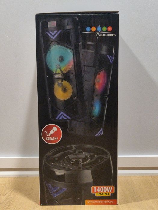 NOWY! Głośnik Bluetooth Media-Tech – 1400W PMPO, KARAOKE, LED – 200 zł