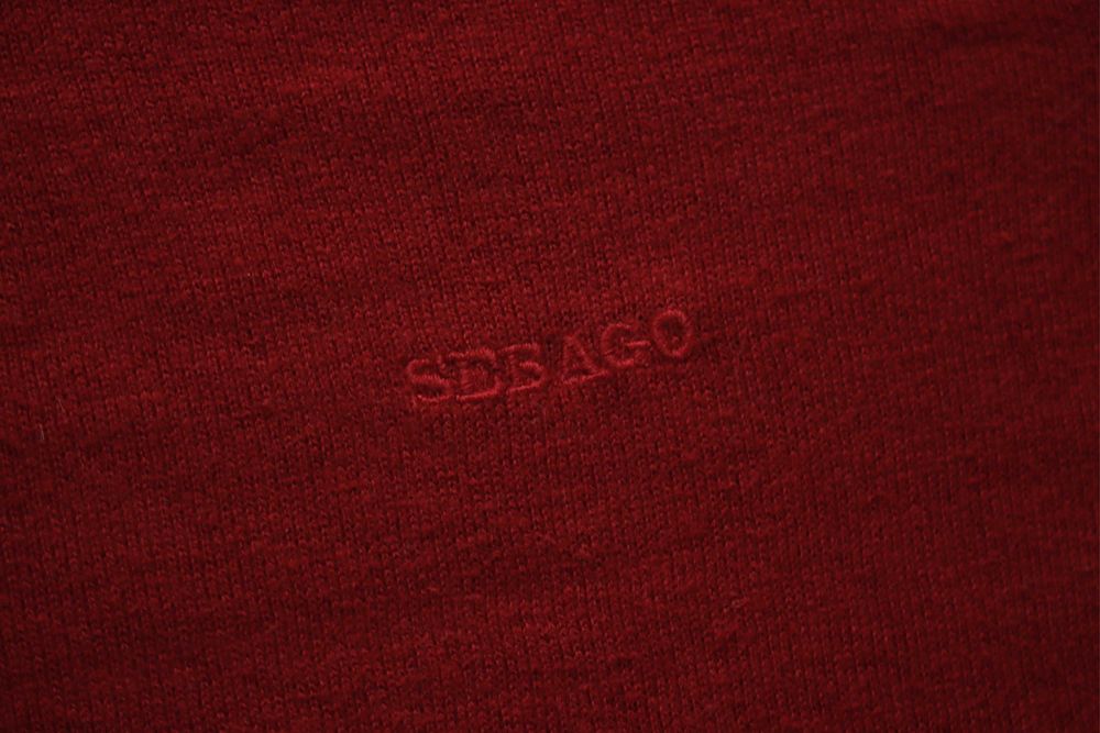 Sweter Sebago r. M czerwony męski okrągły dekolt bawełna kaszmir