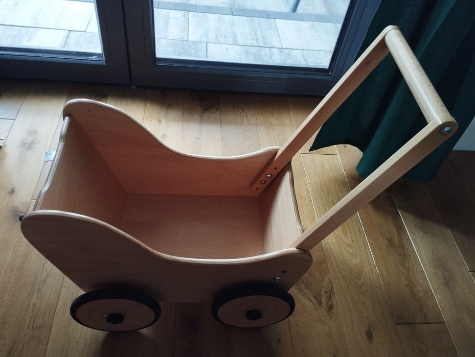 Wózek dziecięcy drewniany dla lalek do zabawy