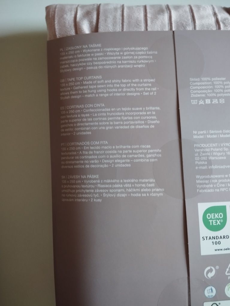 2 zasłony aksamitne welwetowe welurowe Smukee 2x zasłona różowa prążki