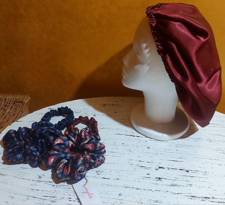 Jedwabny czepek rozmiar M,  scrunchies S I L