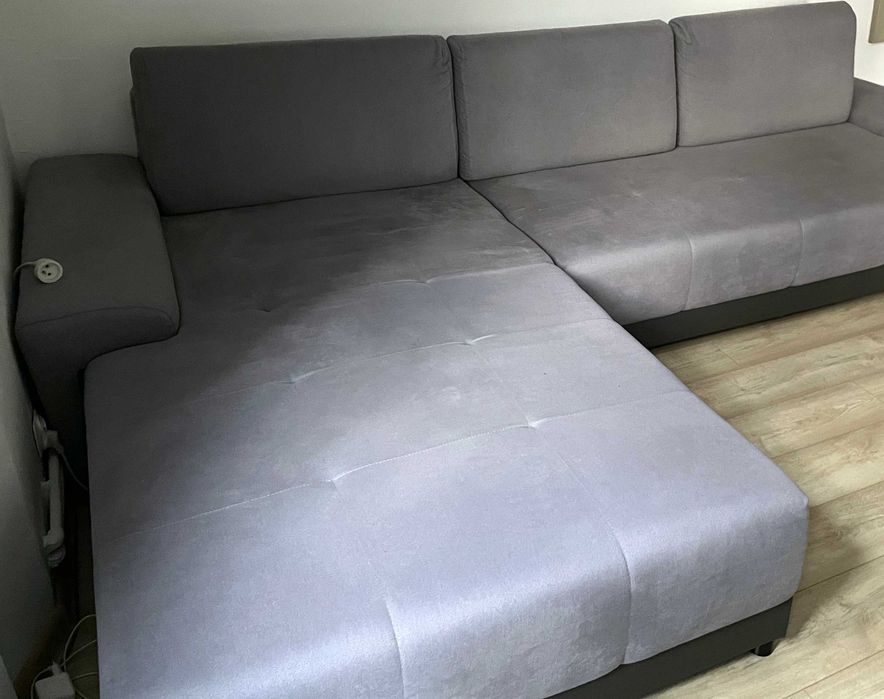 Narożnik Agata Meble z funkcją spania duży wygodny szezlong