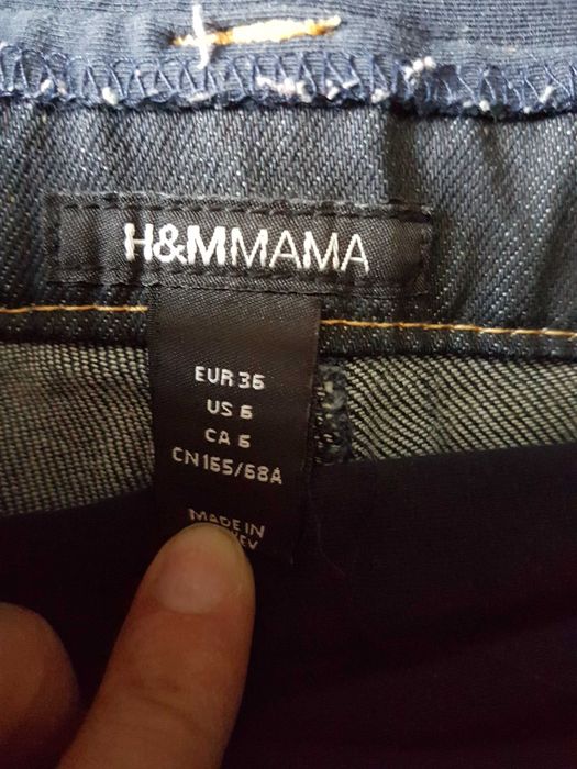 Granatowe bawełniane jeansy ciążowe H&M MAMA roz. 36