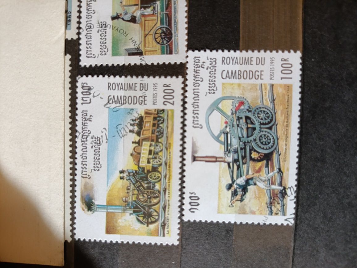 Znaczek znaczki pocztowe Kambodża 1995 Parowozy/Pociągi/Kolej zestaw