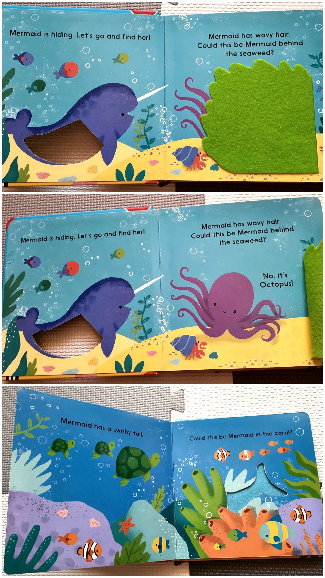 Let's Find The Mermaid książeczka po angielsku z okienkami sensoryczna