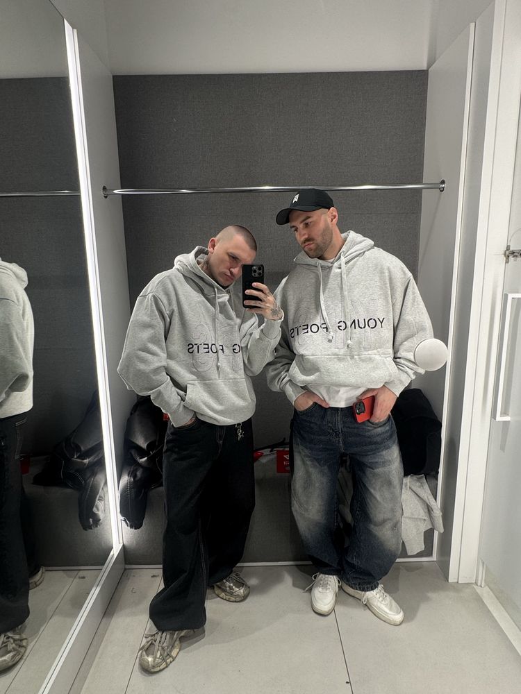 Оверсайз сірий меланж худі YPS YOUNG POETS gray  hoodie
