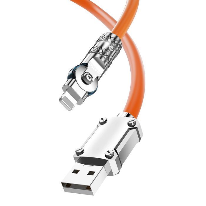 Kabel kątowy USB-A - Lightning 30W 1m rotacja 180° Dudao pomarańczowy