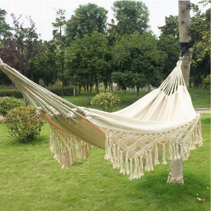 Hamak bez drążka boho odcienie szarości 250 kg 280 x 150