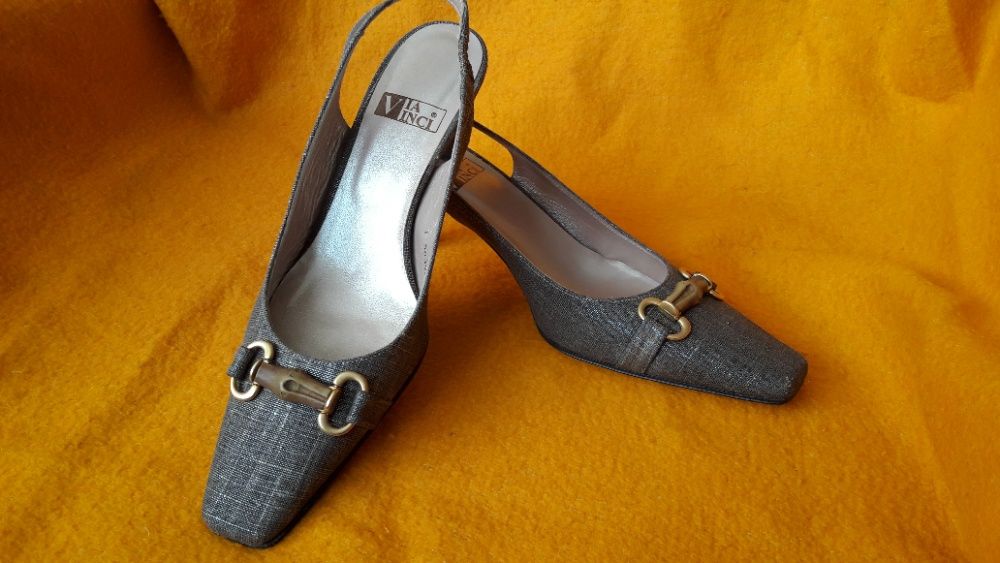 NOWE Buty Czółenka Via Vinci Szary Brąz Rozmiar 39