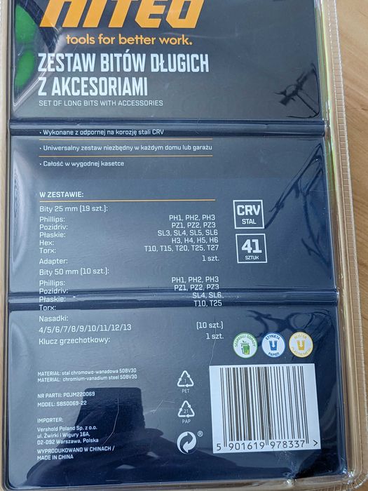 mini GRZECHOTKA Zestaw bitów długich z akcesoriami narzędzi Niteo