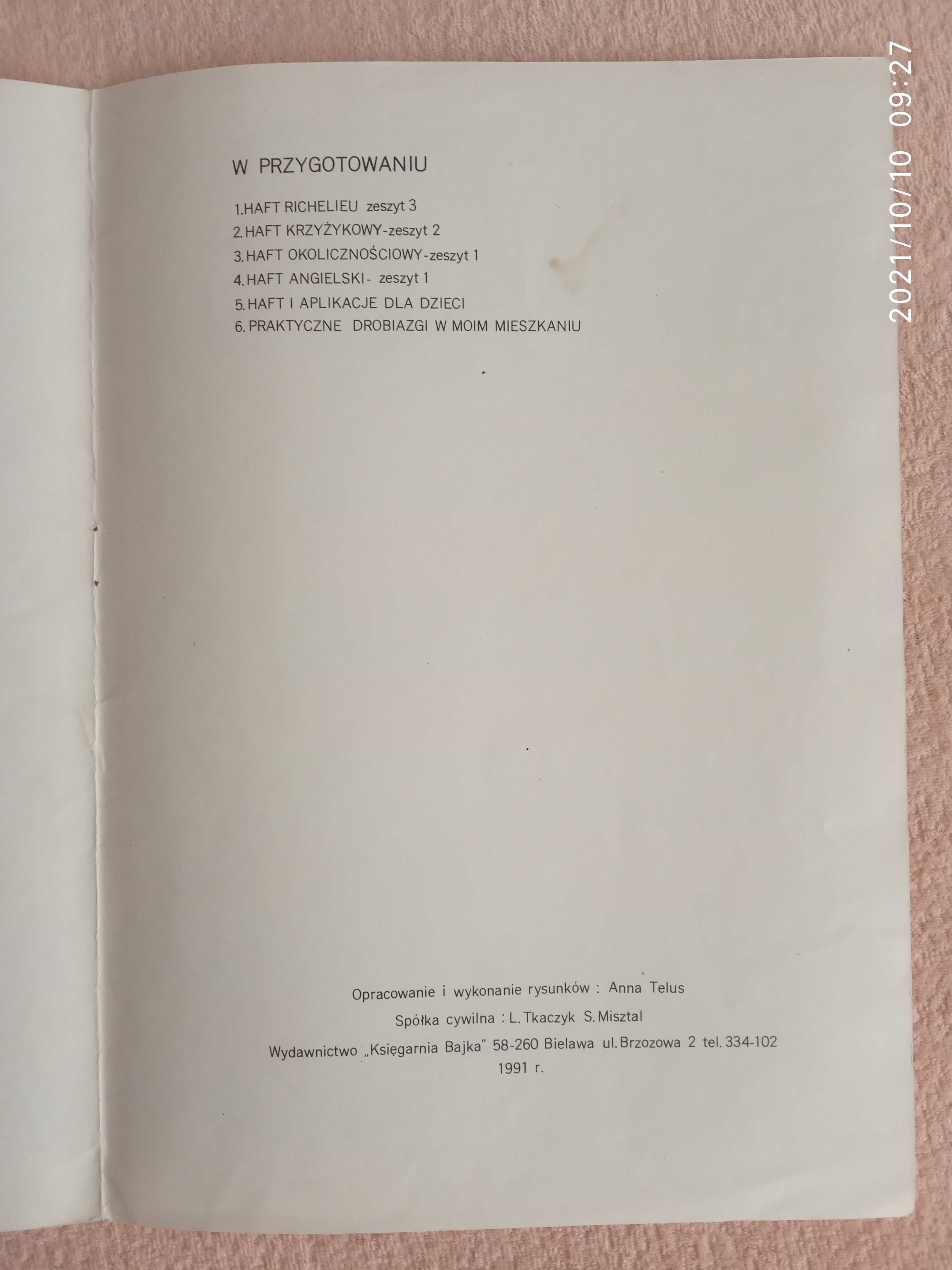 Haft Richelieu zeszyt 2 ze wzorami czasopismo 1991 rok robótki ręczne