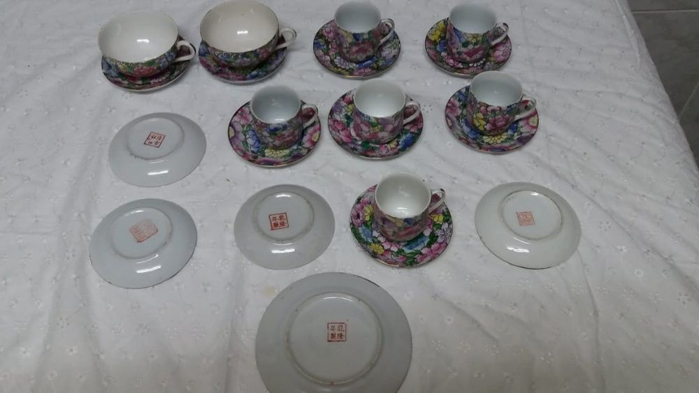 Serviço de loiça de porcelana chinesa pintado à mão