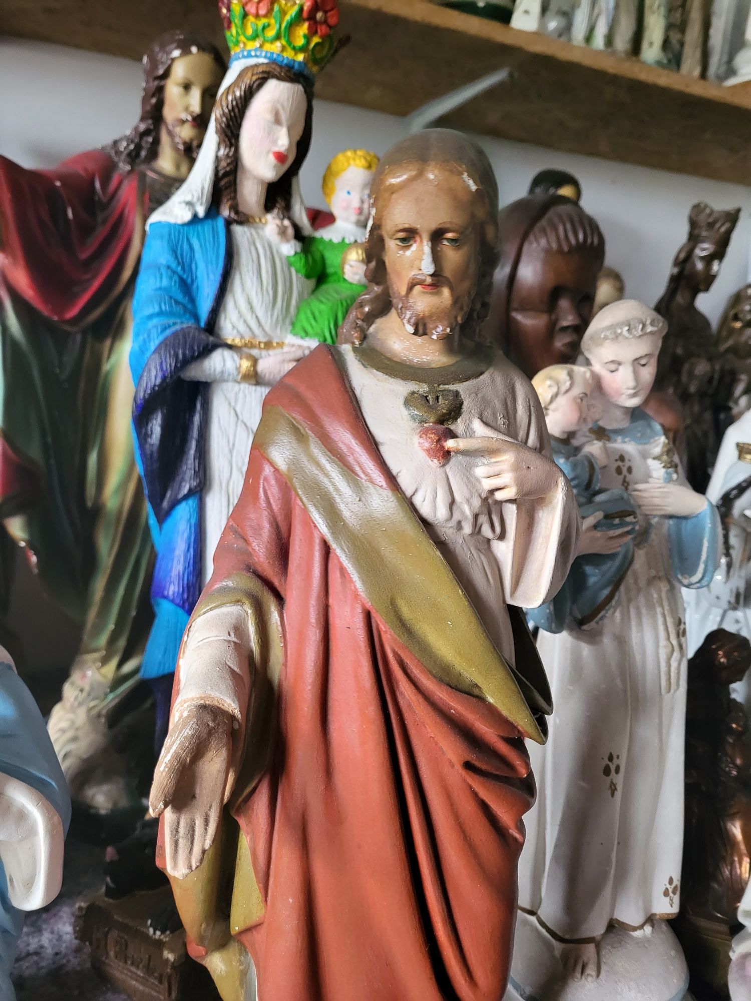 Stara gipsowa figurka Pan Jezus 48 cm