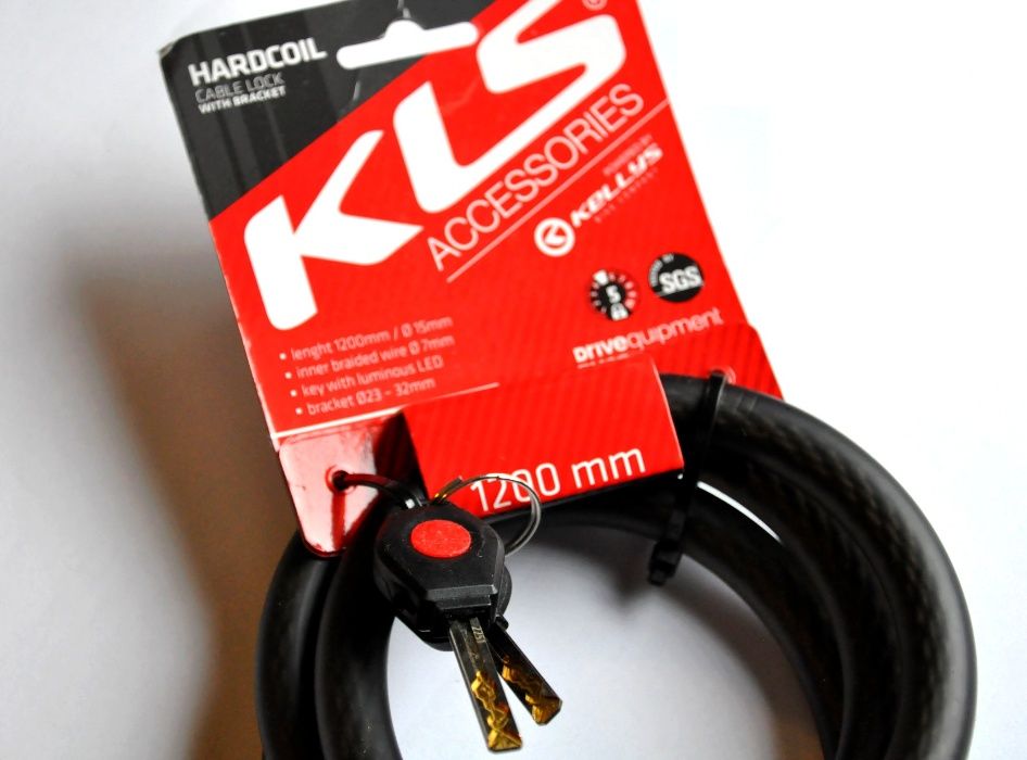 Zamek Rowerowy KLS HARDCOIL 120CM KELLYS Zapięcie spiralne COIL Klucz