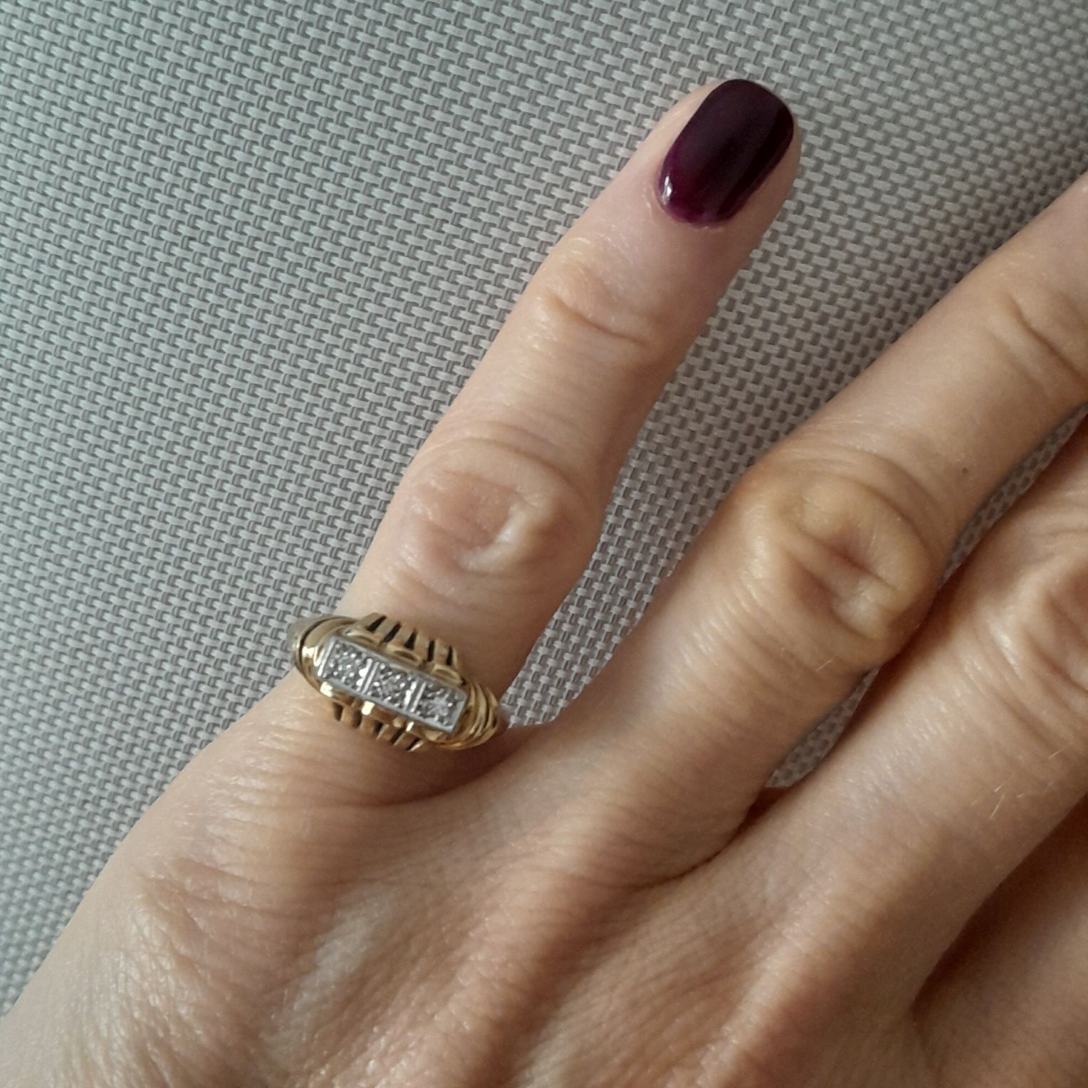 R.14 Pierścionek 4.16g Art Deco Diamenty Złoto 585 WYCENA