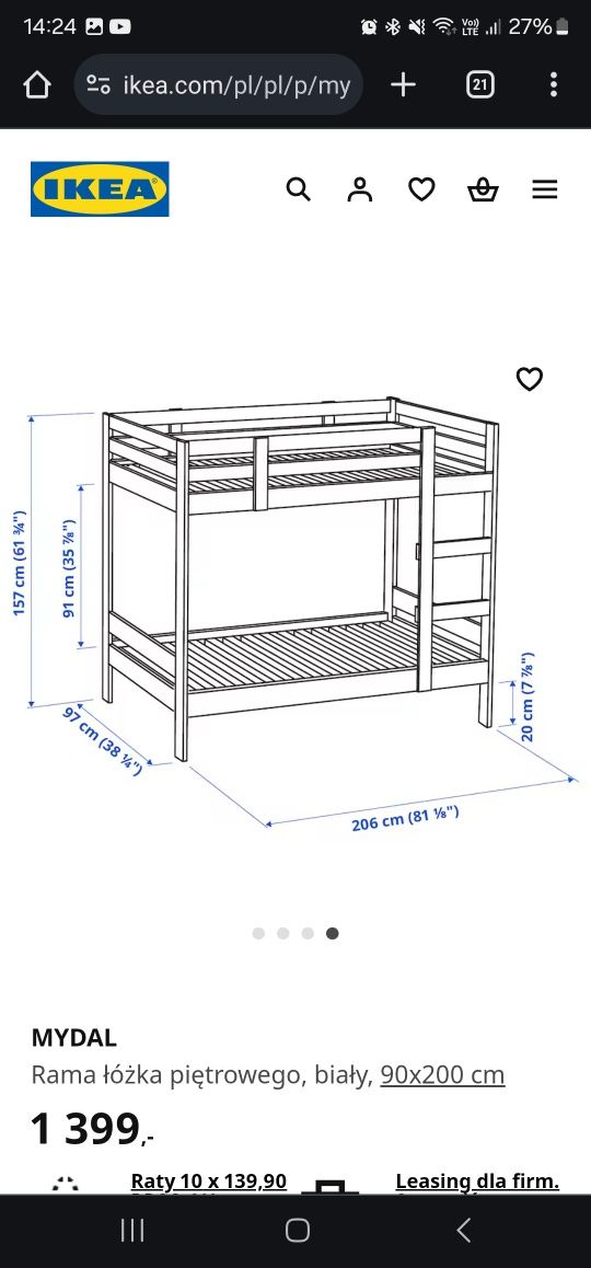 Łóżko piętrowe ikea