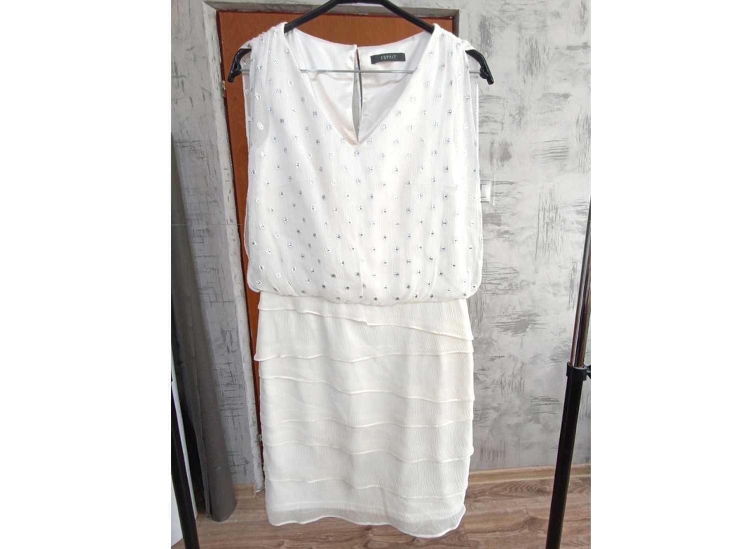 Esprit wizytowa sukienka 94% silk roz 36