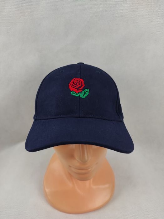 NOWA Granatowa damska czapka z daszkiem różyczka regulowana